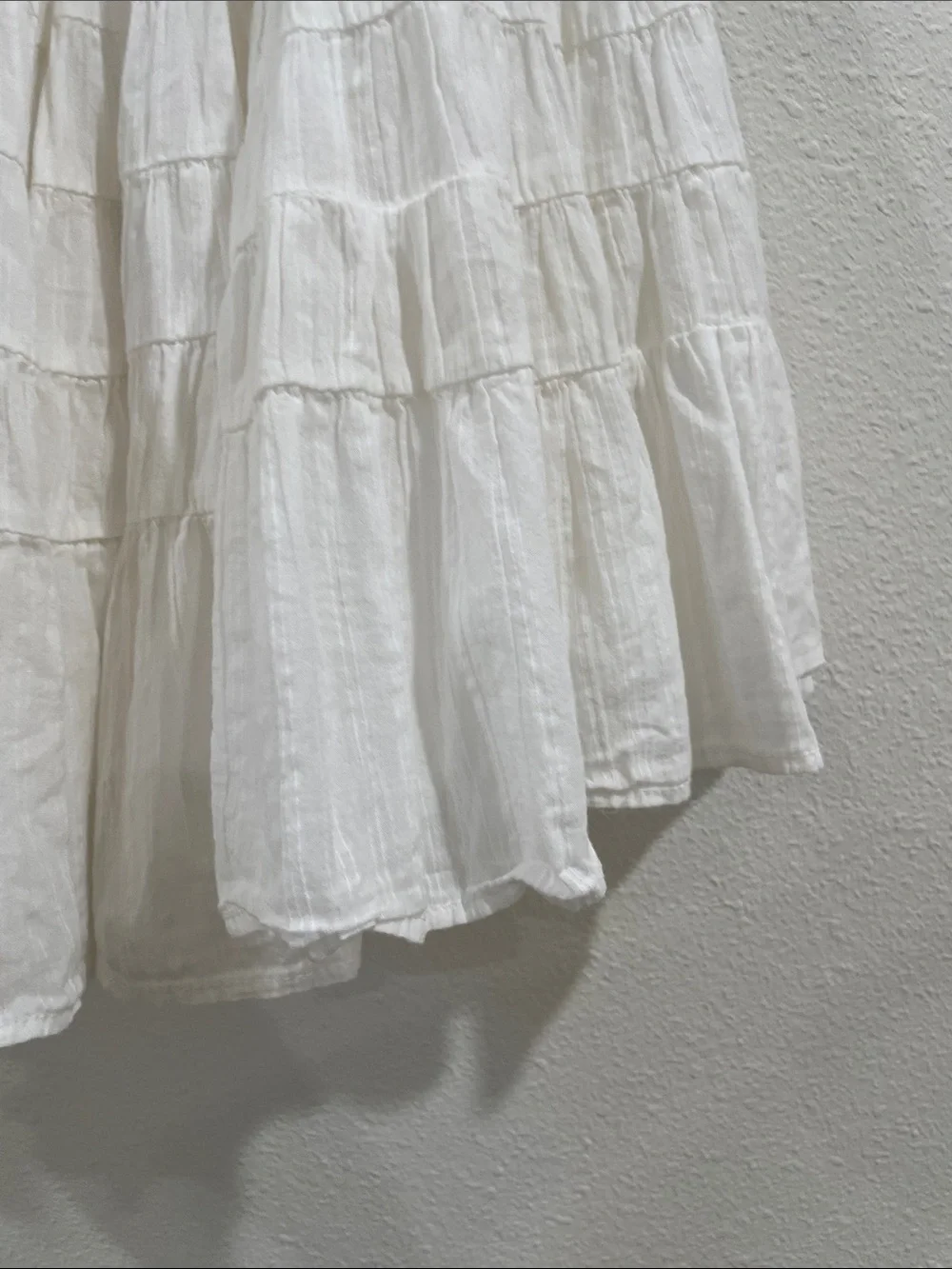 Free People Many Layers 100% Cotton Boho Prarie Y2K Flowy White Midi Skirt XS